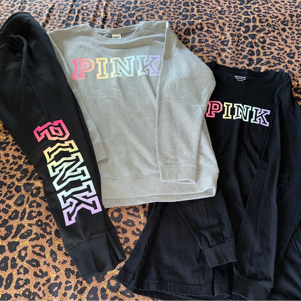 PINK Victoria’s Secret Colorful Ombré Logo 3 Piece Set